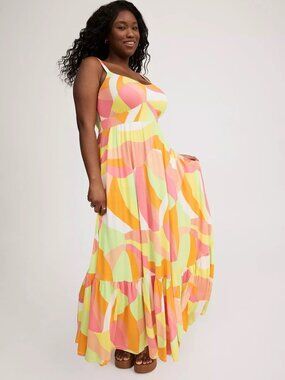 torrid yellow maxi dress Torrid Yellow Dress Size 18 Yellow Gingham Print Sweetheart Tie Back Tiered Maxi Dress SMALL